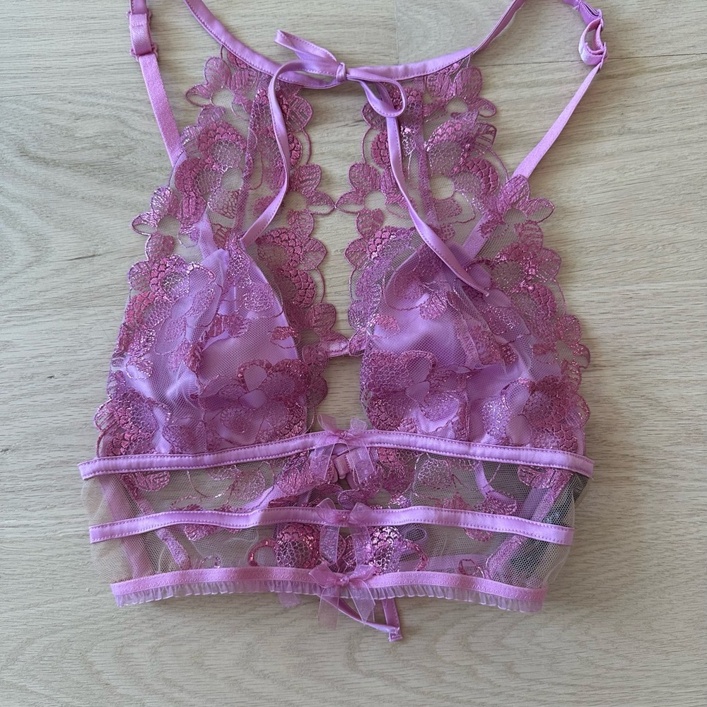 For Love And Lemons Floral Lace Bralette in Purple